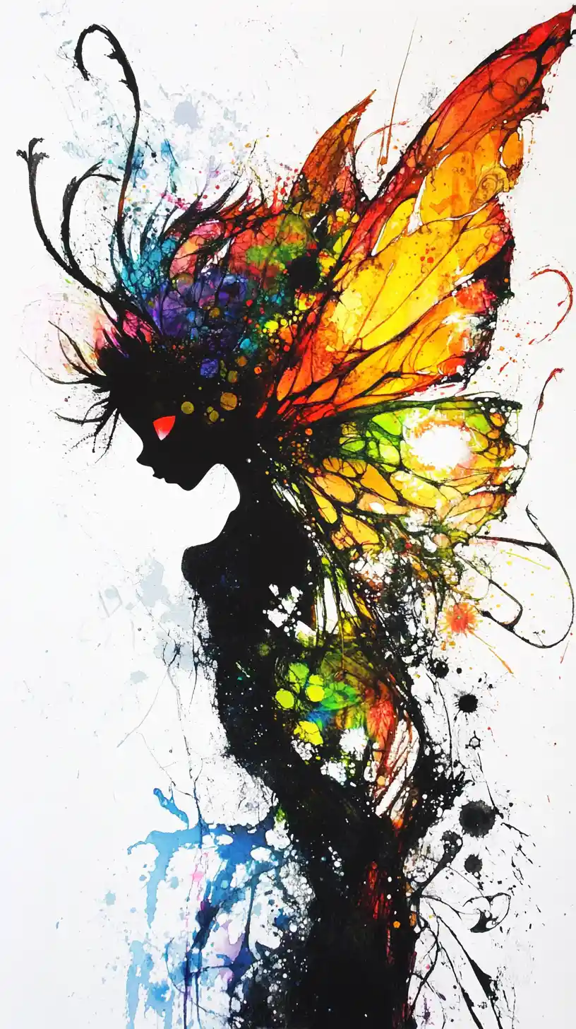 Surreal abstract portrait of a mysterious fantasy fairy girl