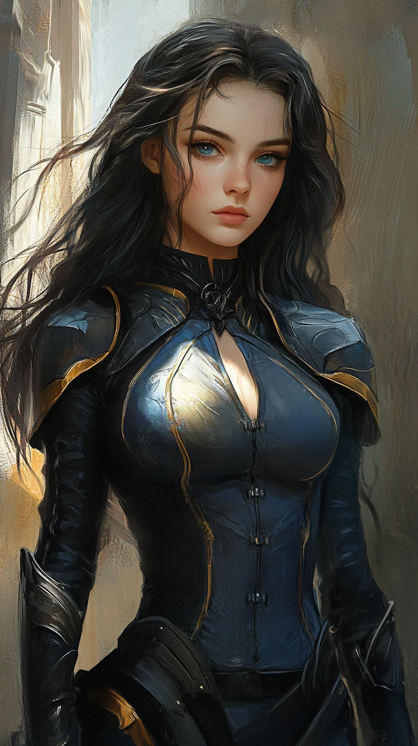 Héroïne elfe d’anime rebelle avec des cicatrices et de brillants yeux bleus