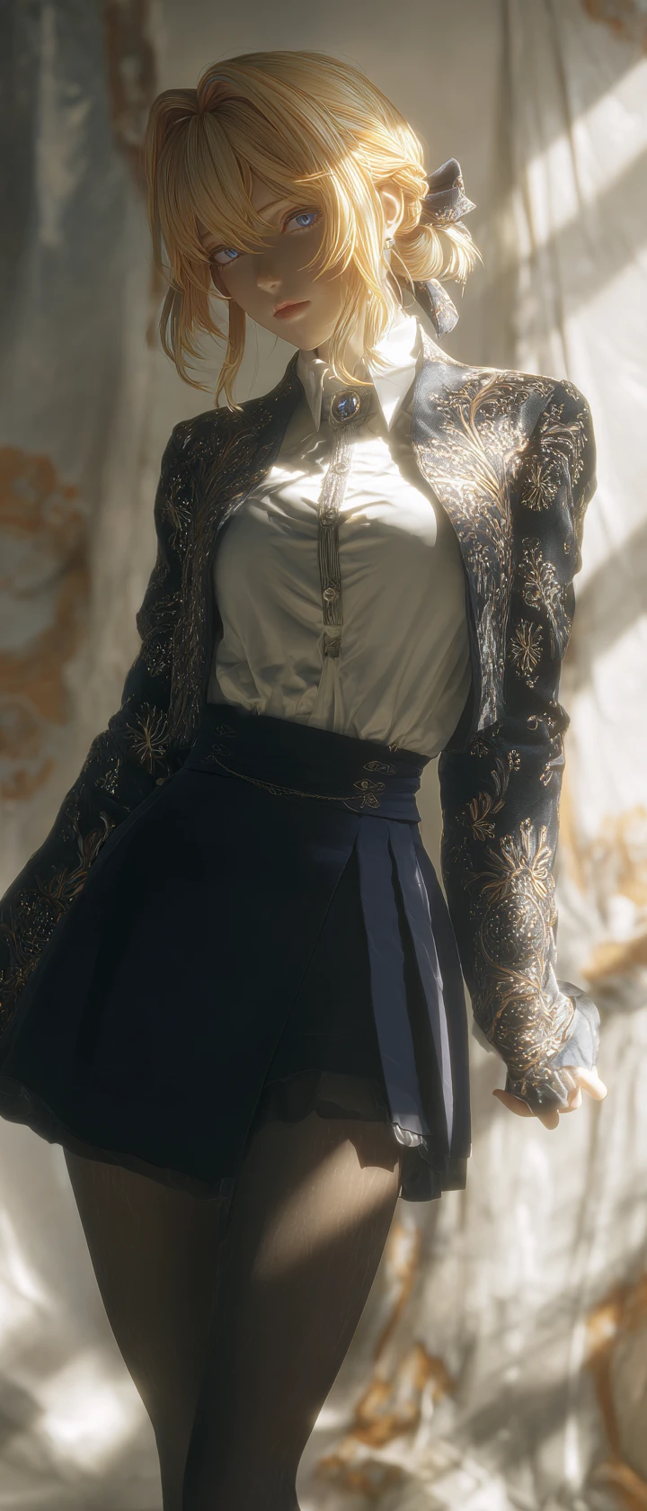 Retrato 3D de anime de mujer elegante con atuendo barroco