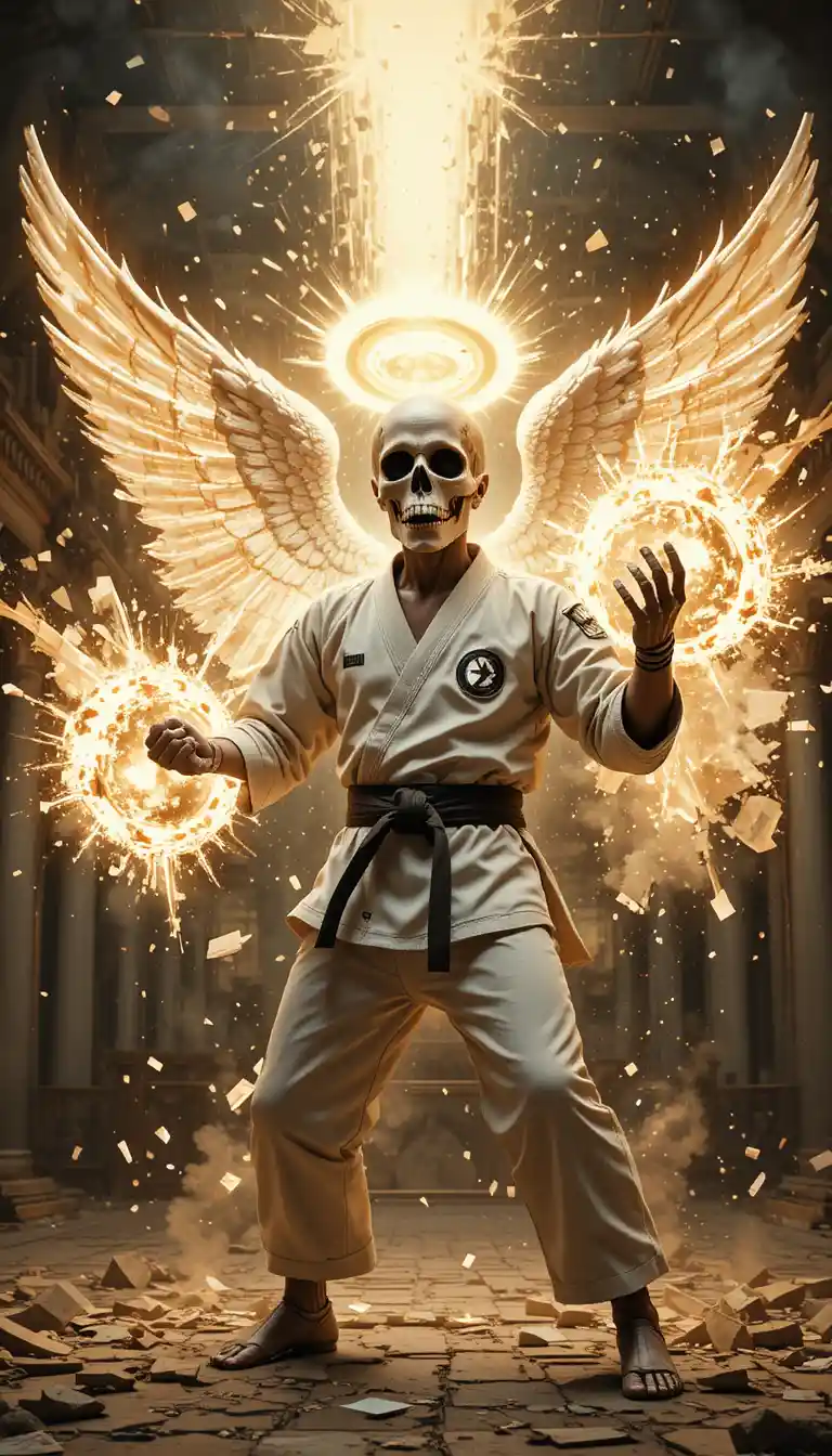 Skull In Karate Gi Unleashing Holy Kamehameha In Dojo