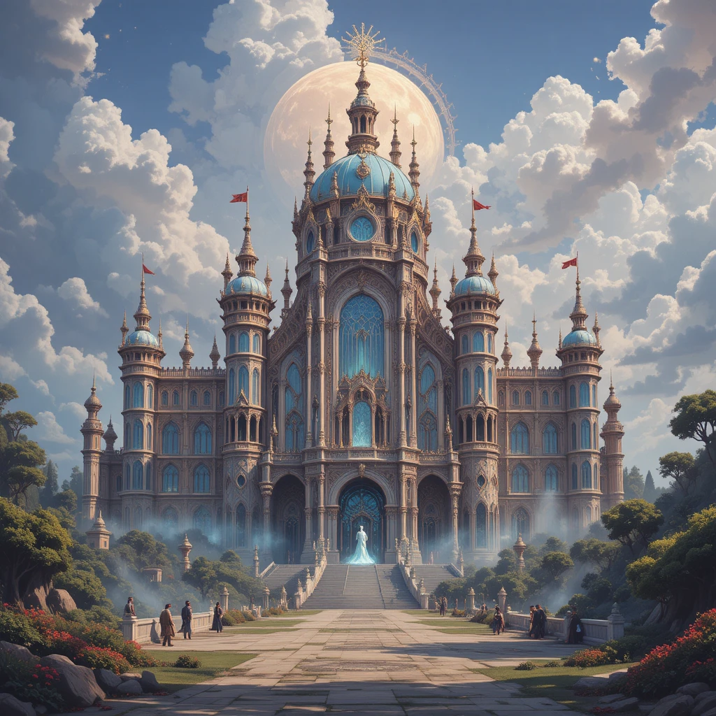 Ancient Royal Palace Beneath Expansive Sci Fi Skies