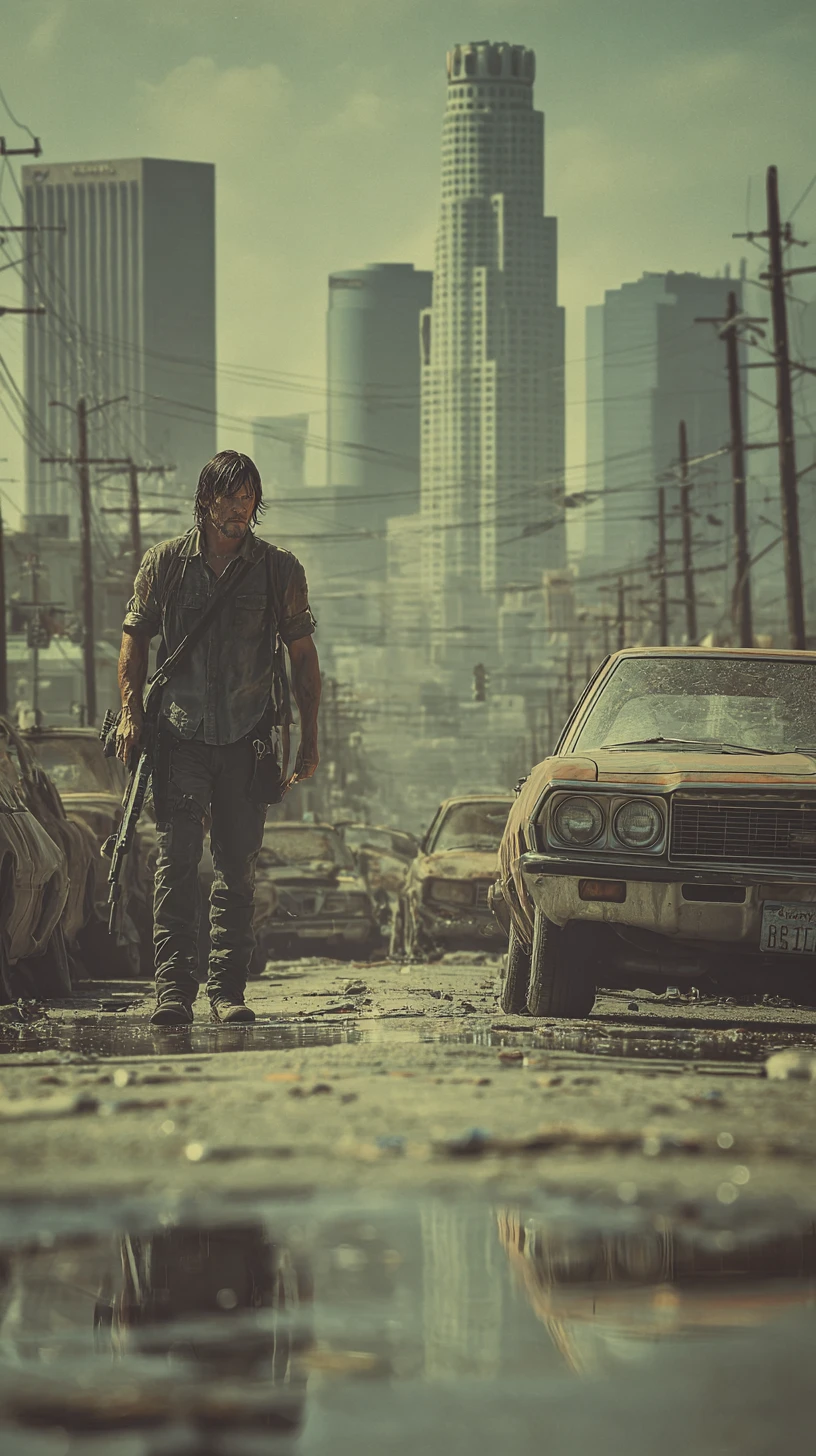 Close up of warriors in a post apocalyptic city street