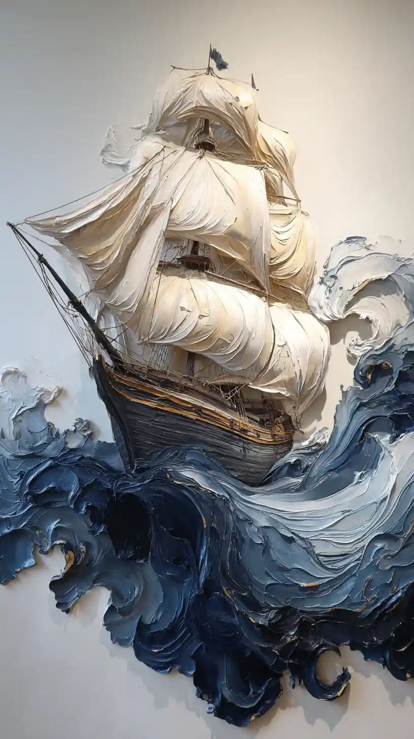 Haunted pirate ship sailing on an impossible black sea