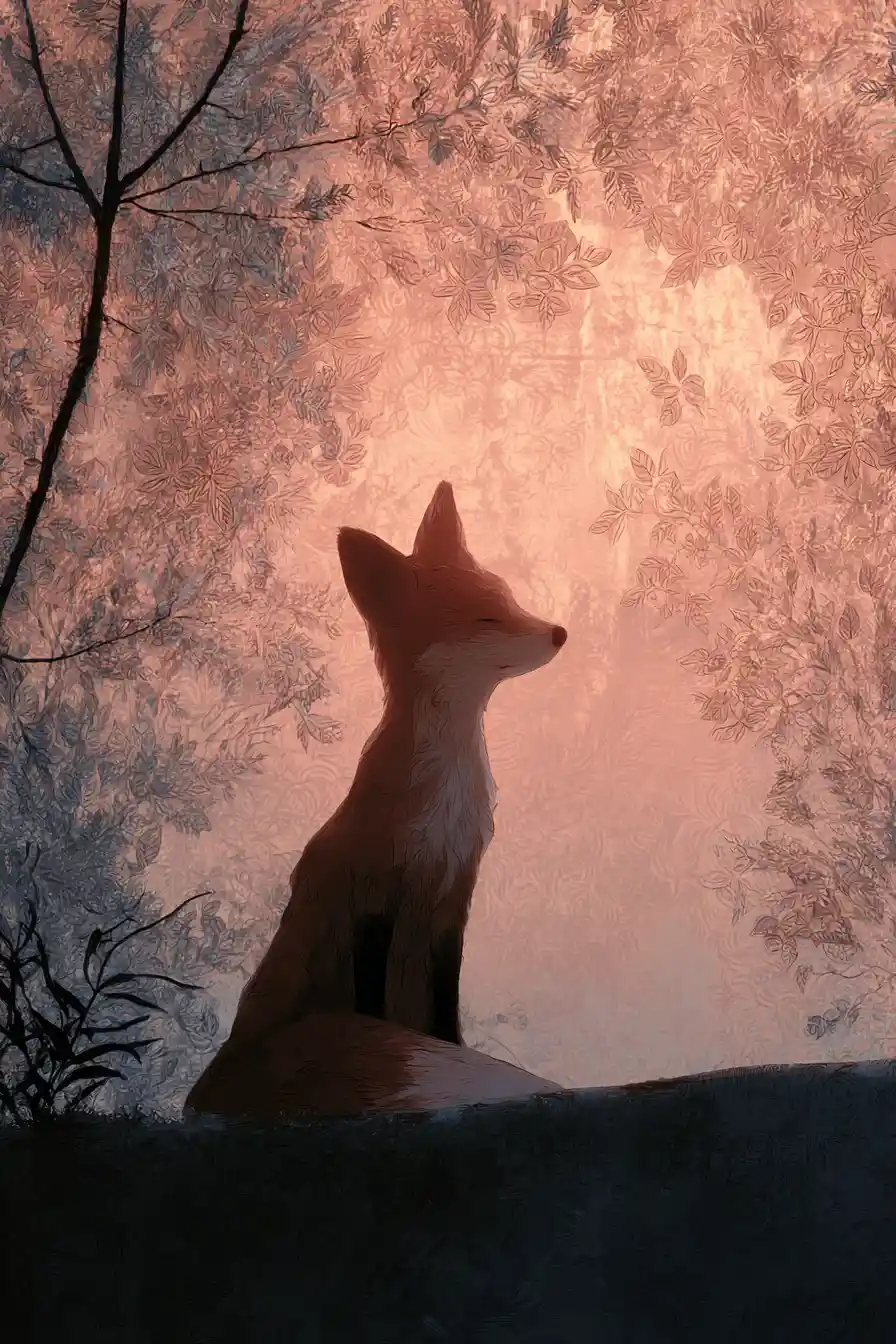 Charming fox illustration in whimsical fantasy style