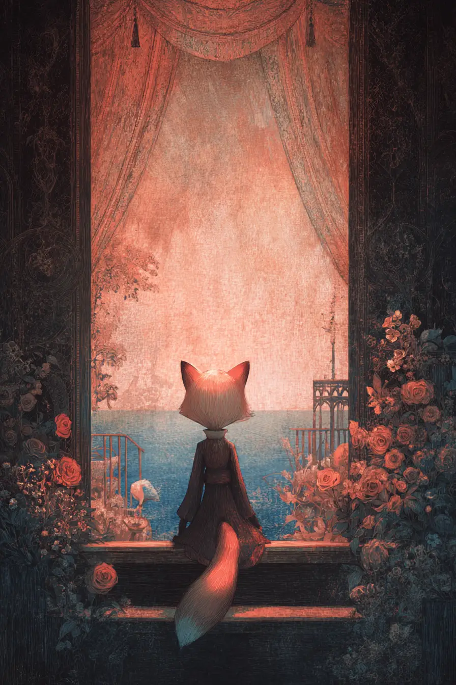 Charming fox illustration wishing a happy weekend