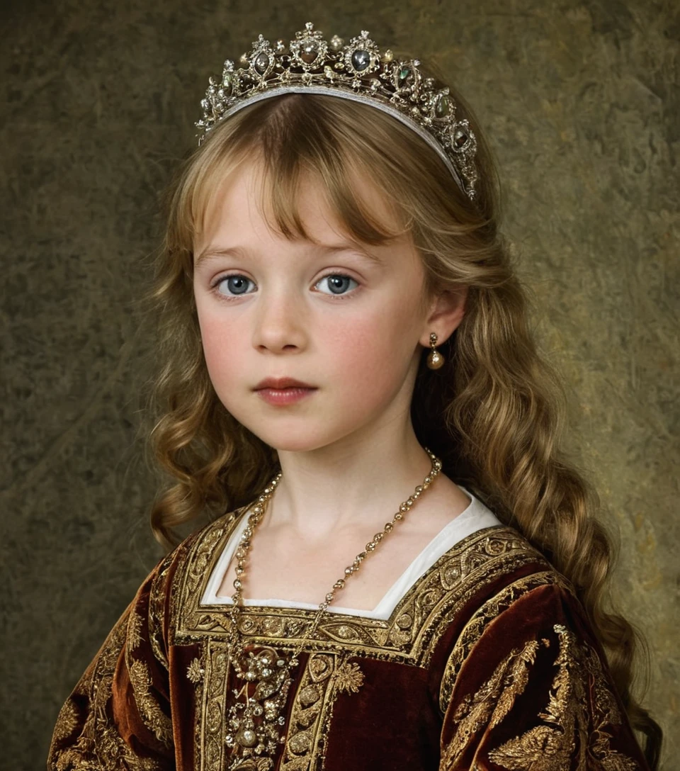 Young British girl in a 15th century renaissance portrait