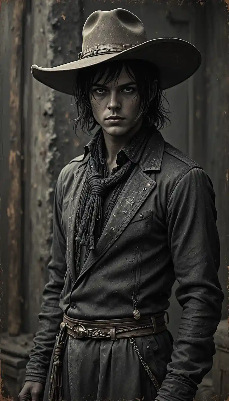 Vintage portrait of a man in layered folk inspired clothing