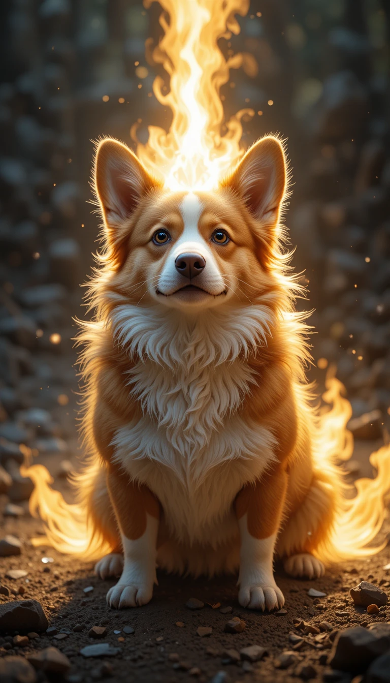 Pembroke-Corgi im heiligen Licht mit fantastischer Aura