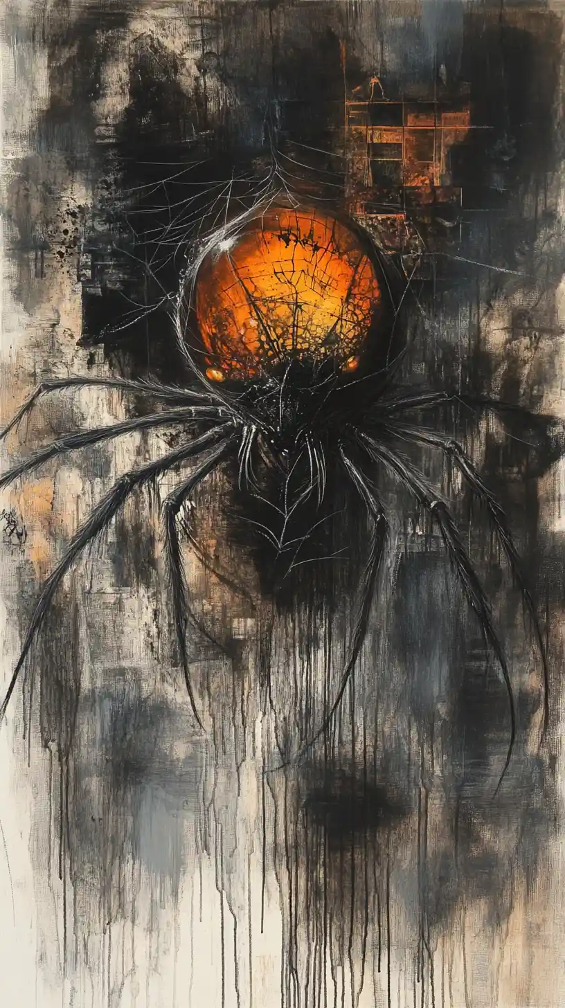 Criatura abstrata em close com olhos reflexivos semelhantes aos de aranha
