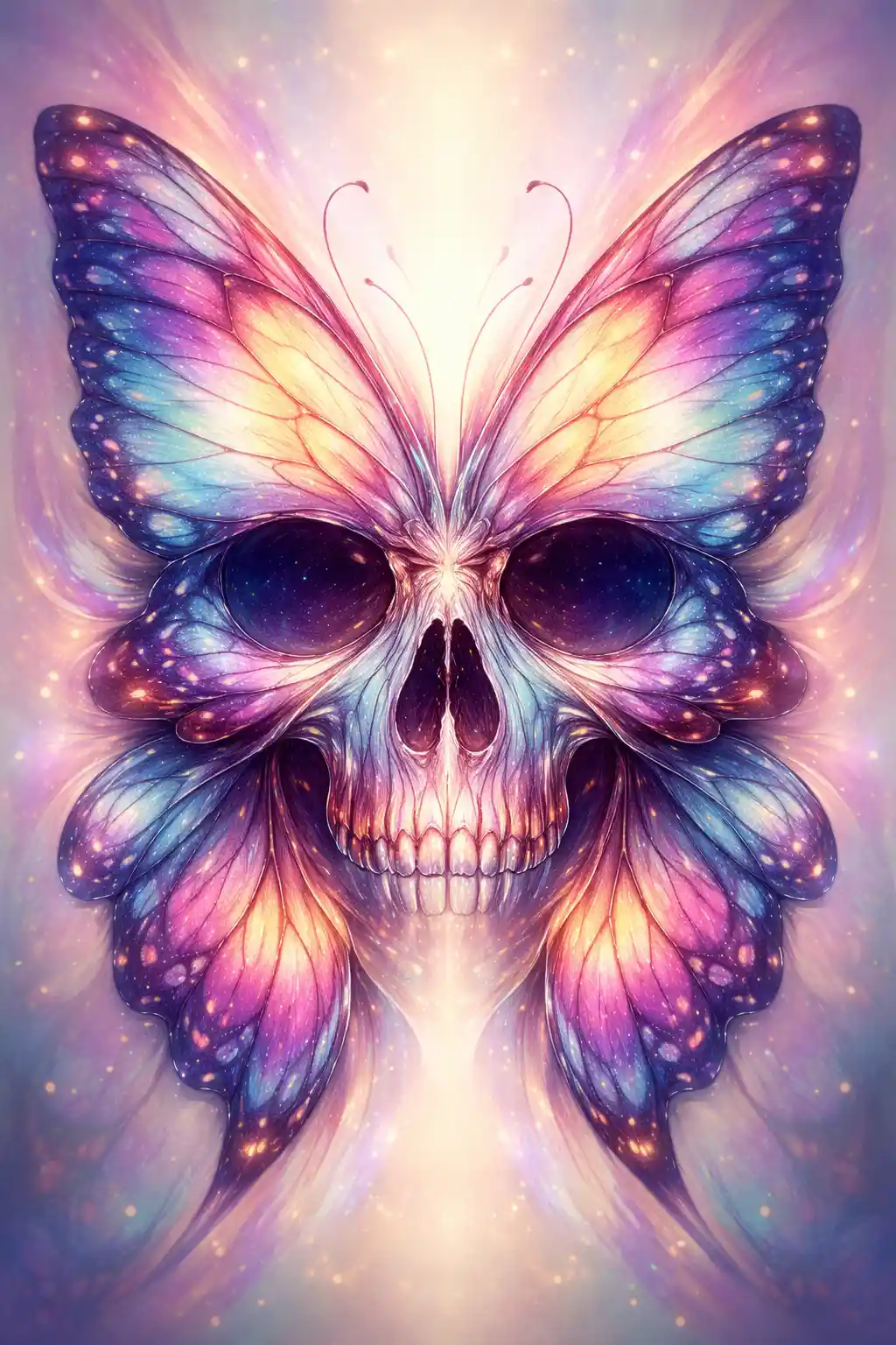 Schmetterlingsflügel erzeugen eine lebendige symmetrische Totenkopf-Illusion