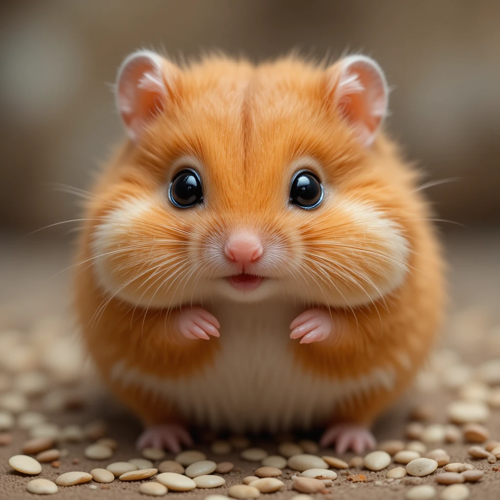 Adorabile criceto rotondo con guance paffute e zampine minuscole