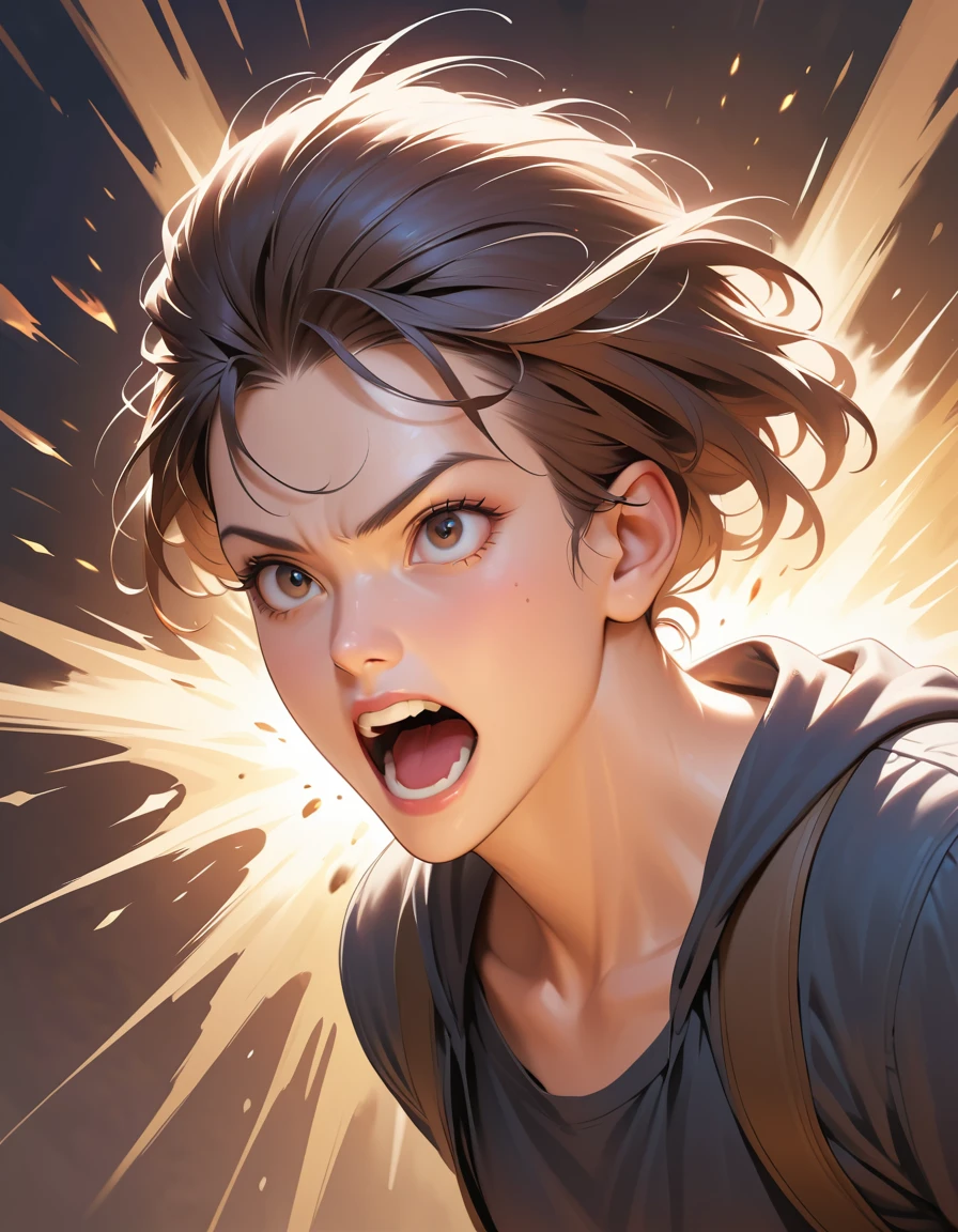 Realistic rendering of a human head violently exploding