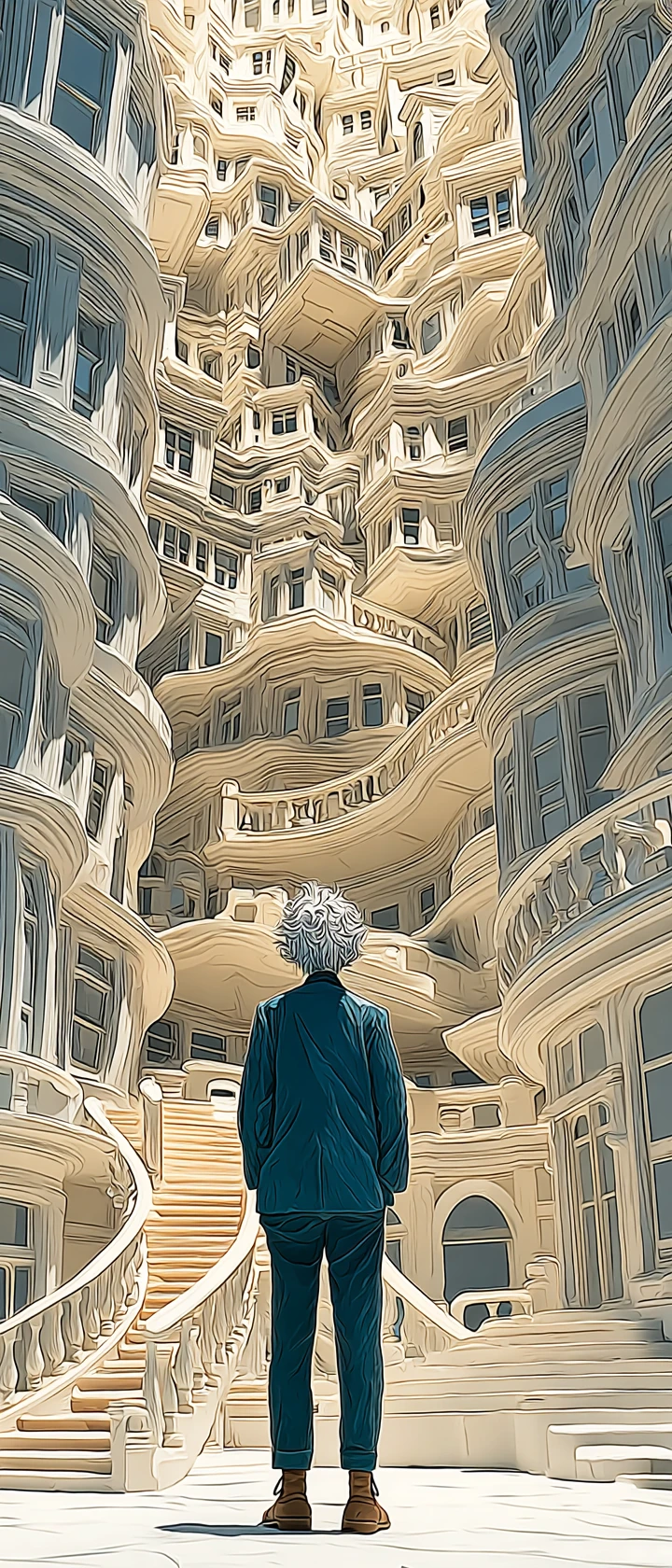 Anime-Architekt staunt über unmögliches Op-Art-Gebäudemodell