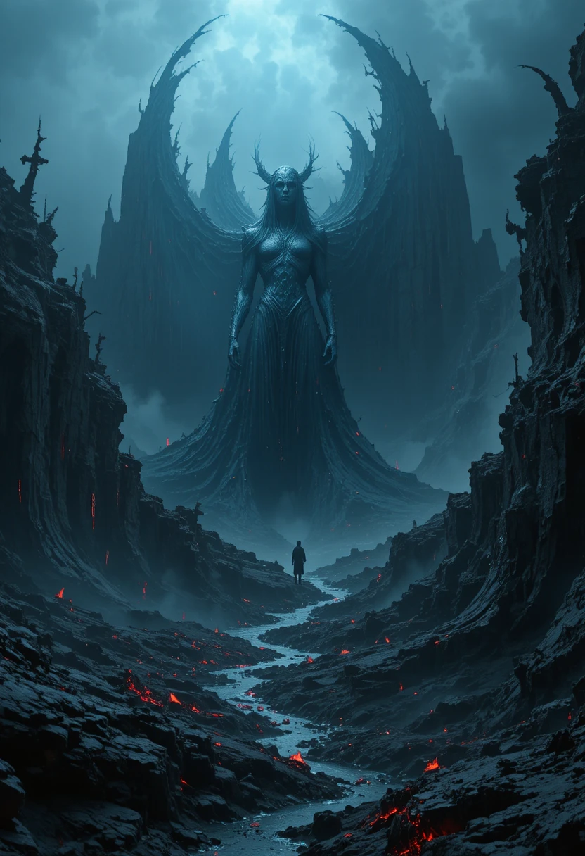 Surreal void shaped by a vast dark feminine presence