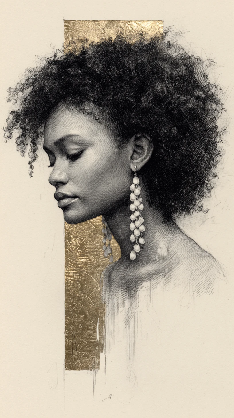 Graphite bust portrait of a young woman in profile