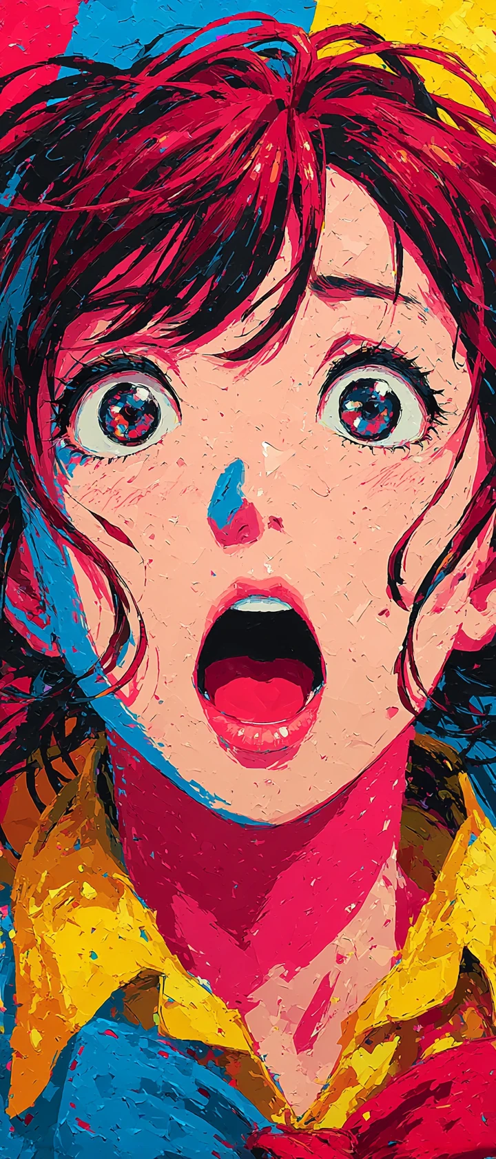 Anime-Idol auf der Bühne im kühnen Pop-Art-Scheinwerferlicht