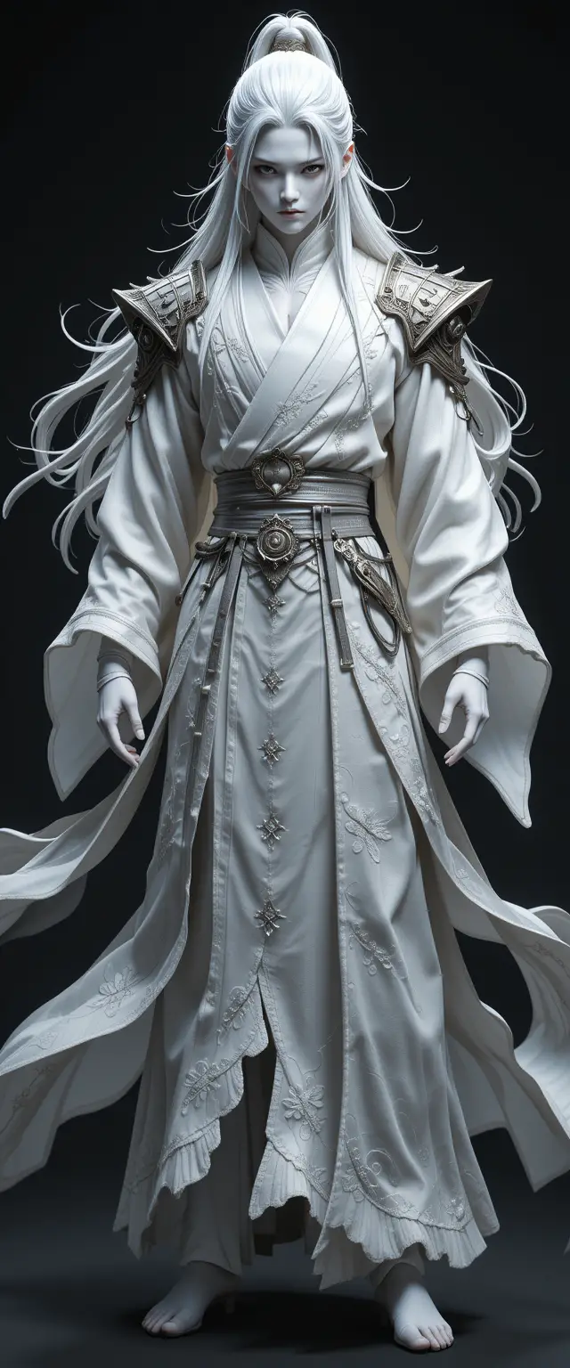 身著華麗亞洲風服飾的中性白皙人物