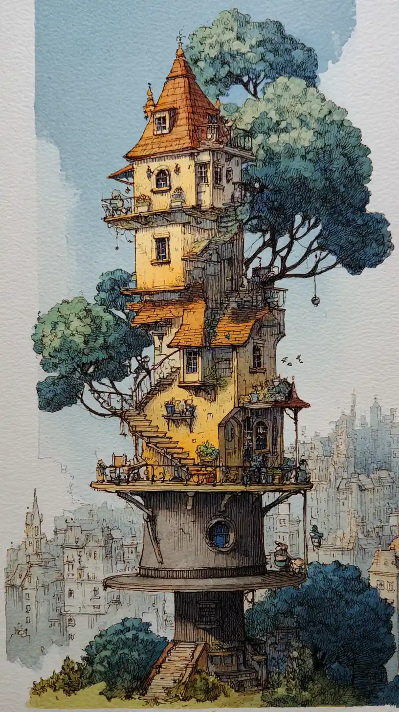 Whimsical Fantasy House Built On A Giant Top Hat