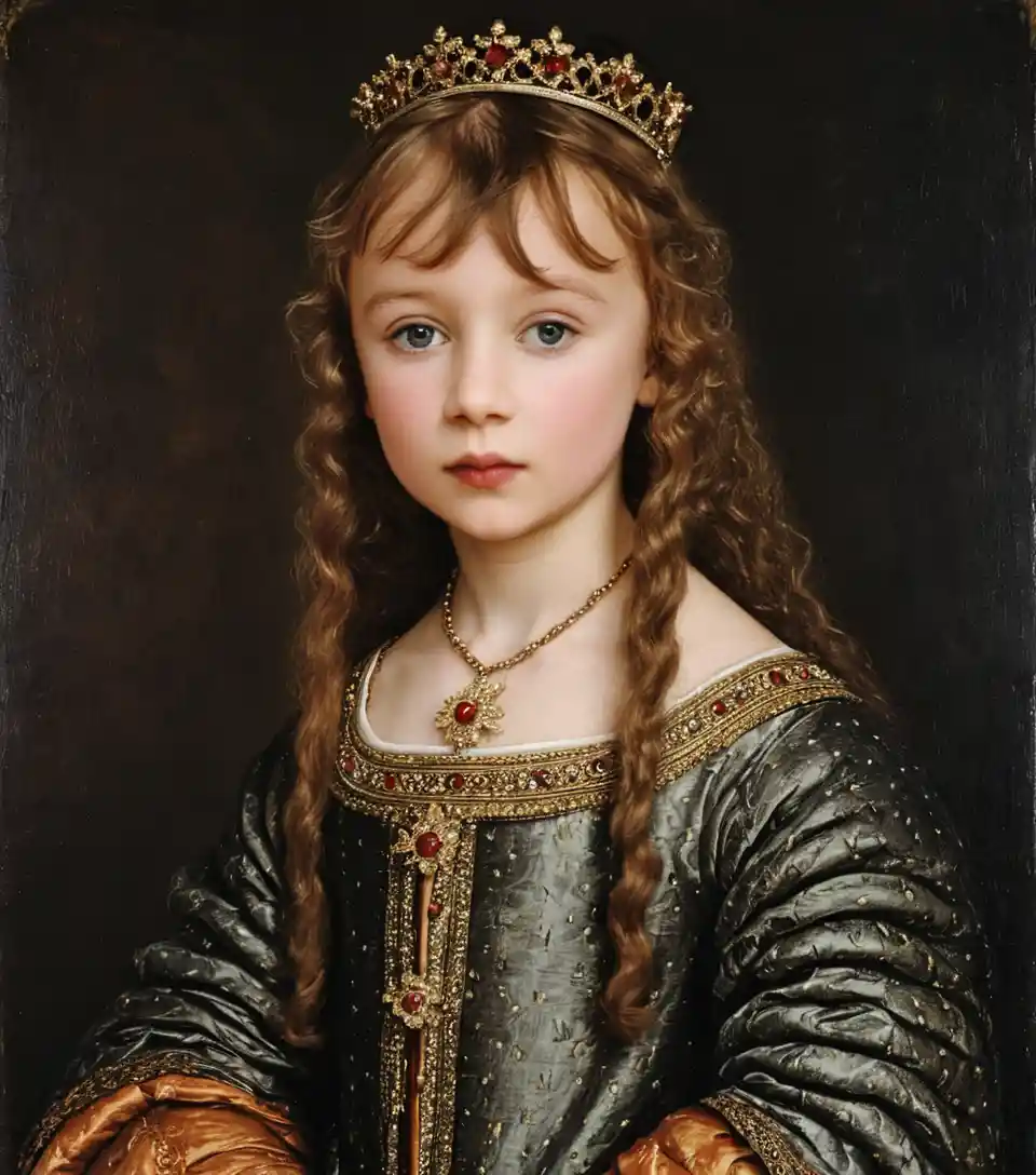 Young British girl in a fifteenth century renaissance portrait
