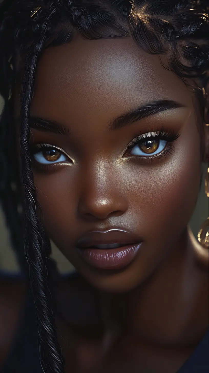 Mujer elegante aplicando maquillaje en un retrato de anime estilizado