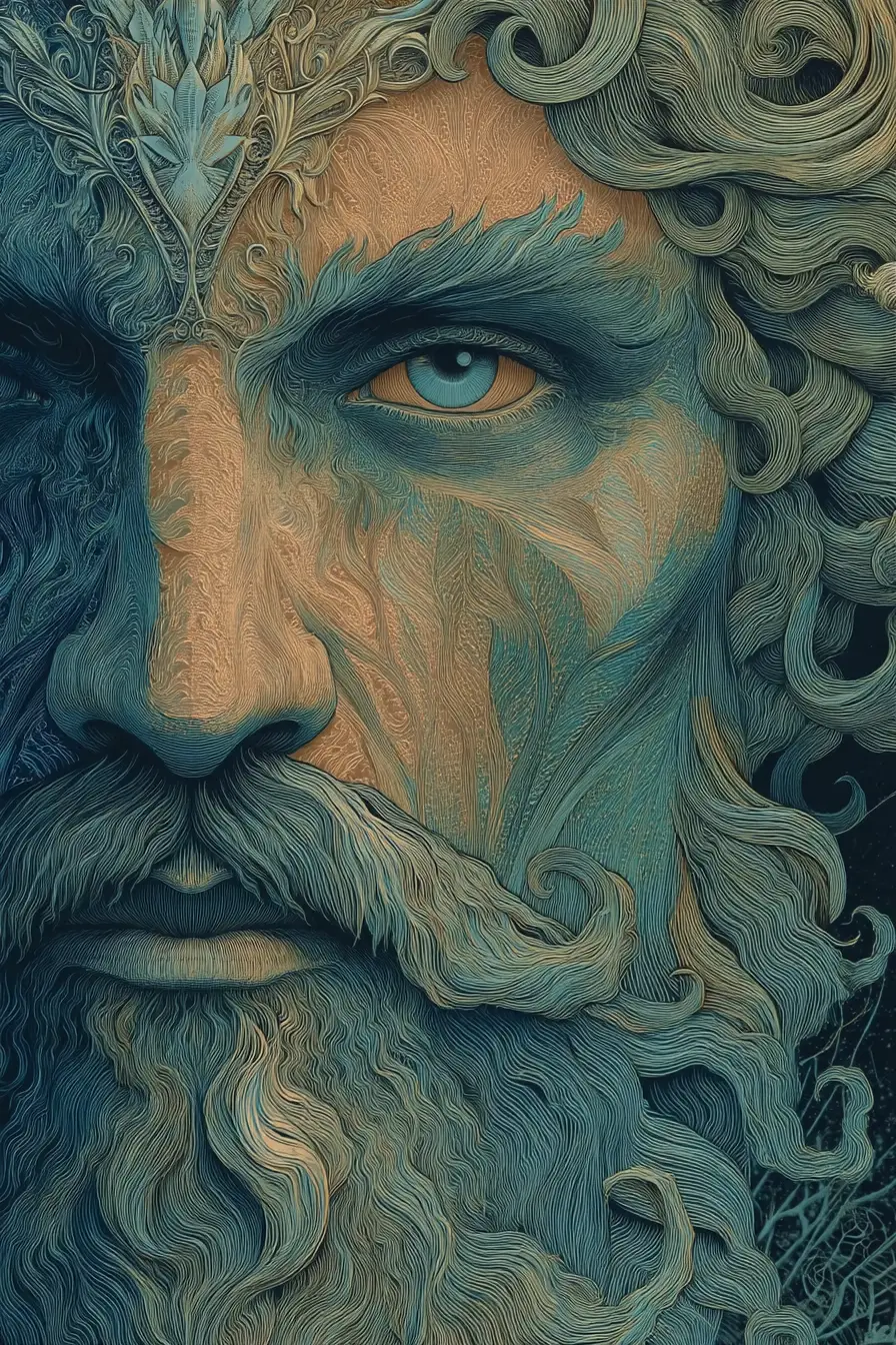 Intricate tangle line art forming a human face