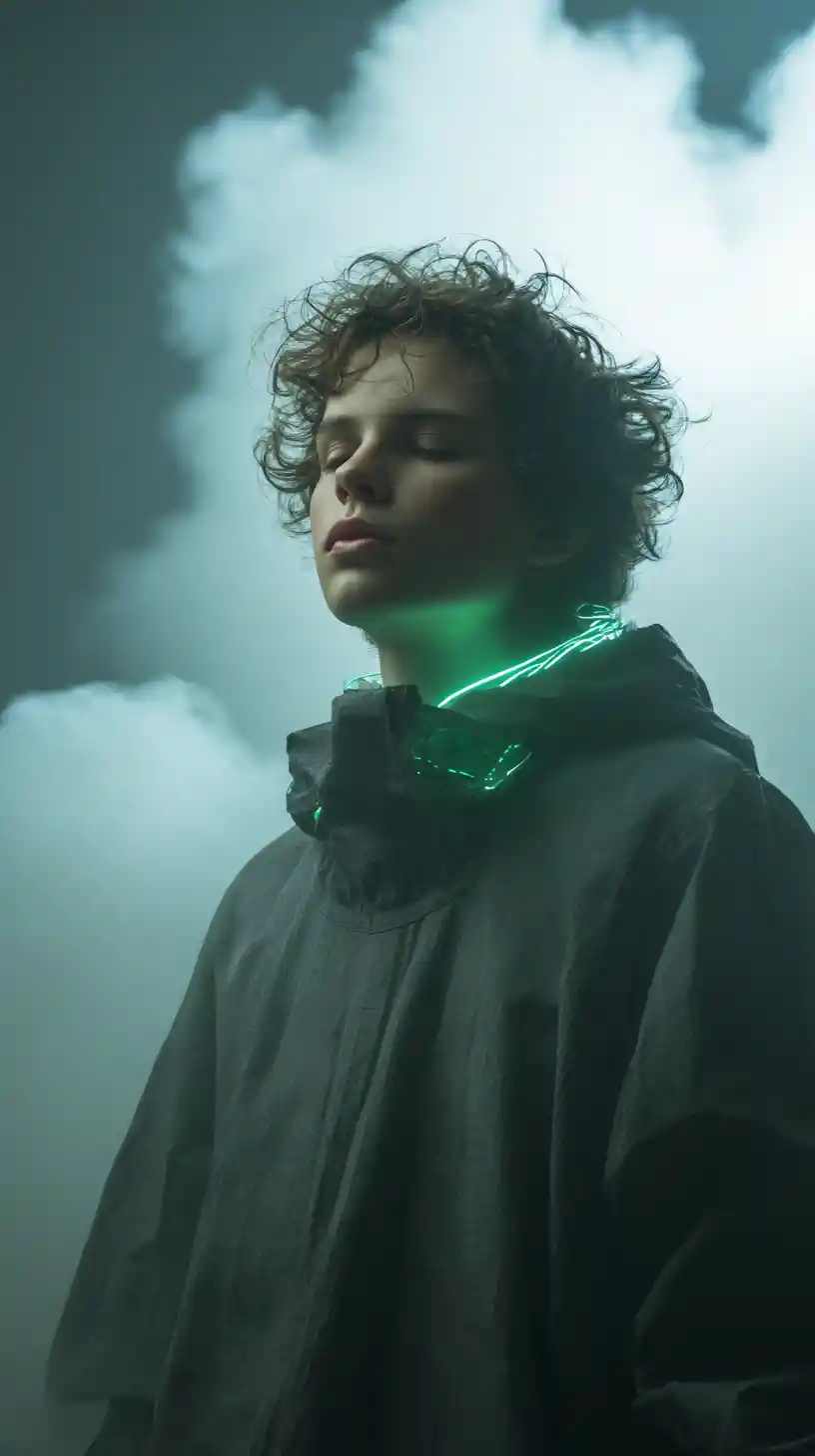 Surrealistisches Sci-Fi-Porträt einer leuchtenden humanoiden Figur