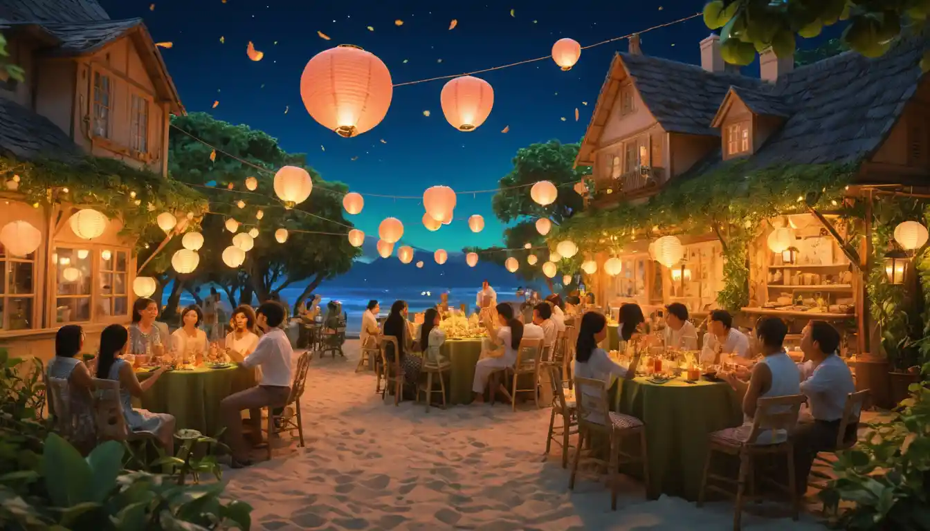 Festliche Strandparty im gemütlichen Neon-Gartenparadies