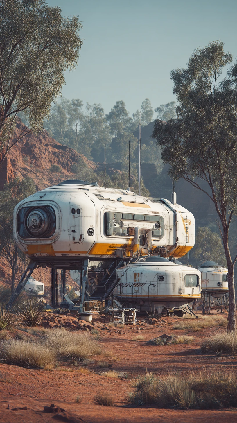 Futuristic robotic outpost in the remote Australian outback