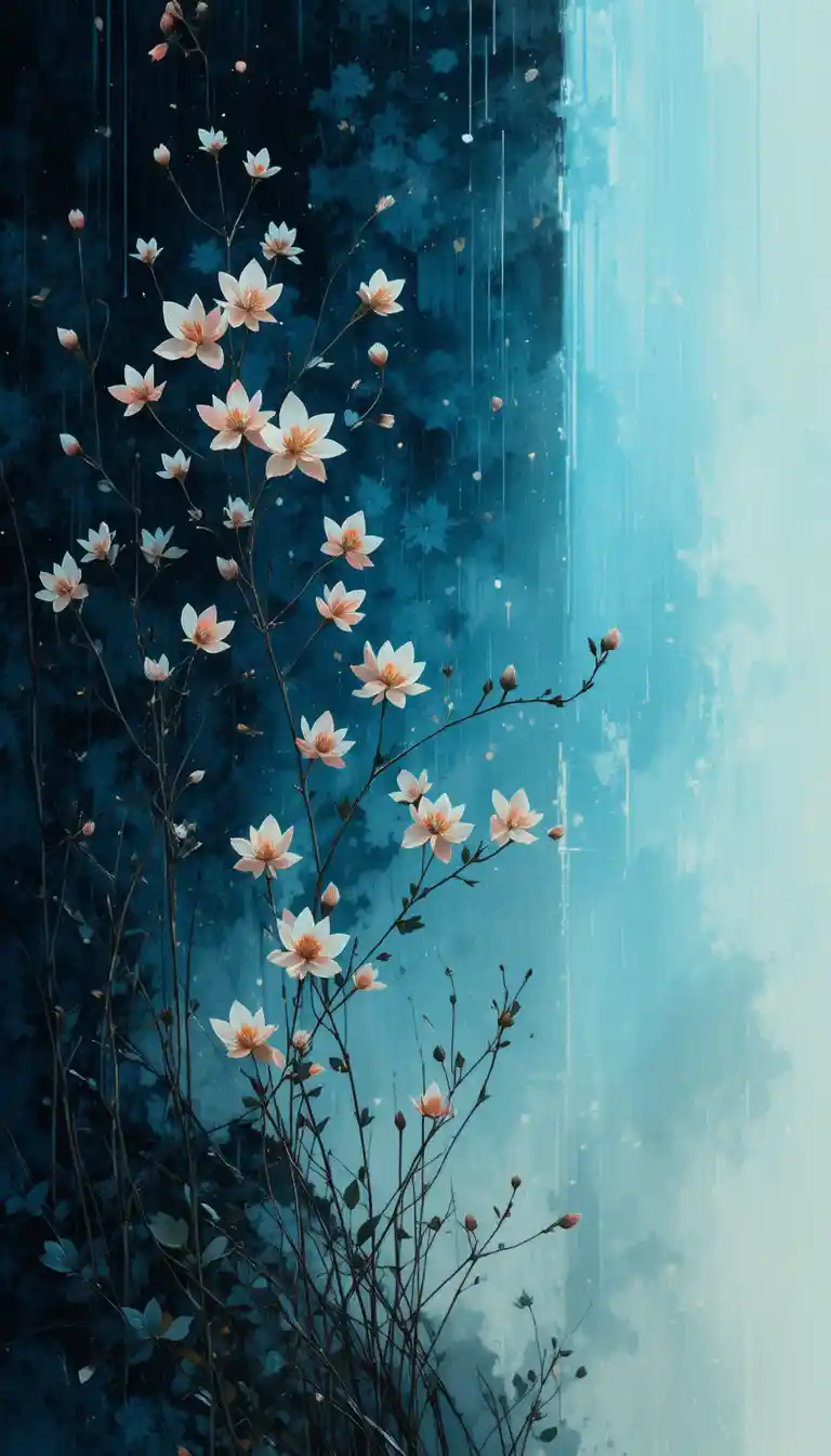 Minimalist spring inspired line drawing on soft background