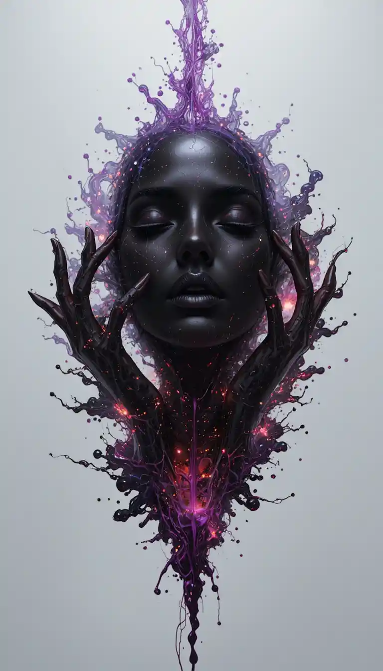 Abstract optical portal with glowing human silhouette