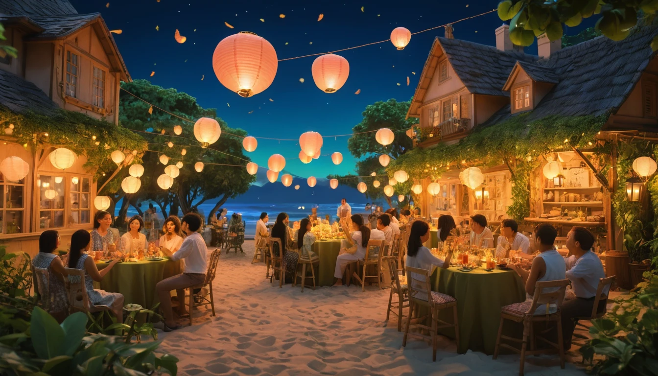 Festliche Strandparty im gemütlichen Neon-Gartenparadies