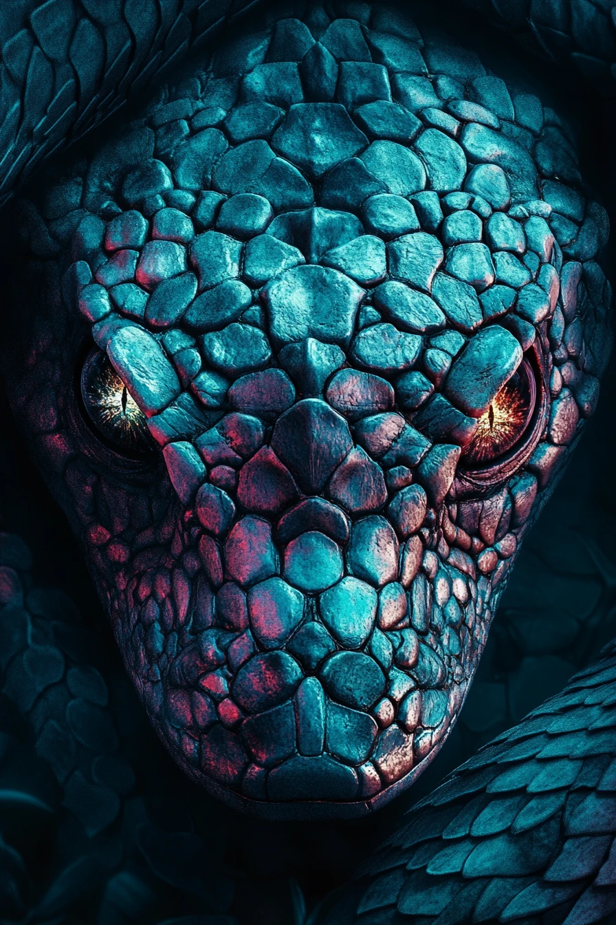 Reptiles que Forman una Hipnótica Ilusión de Calavera en Tonos Joya