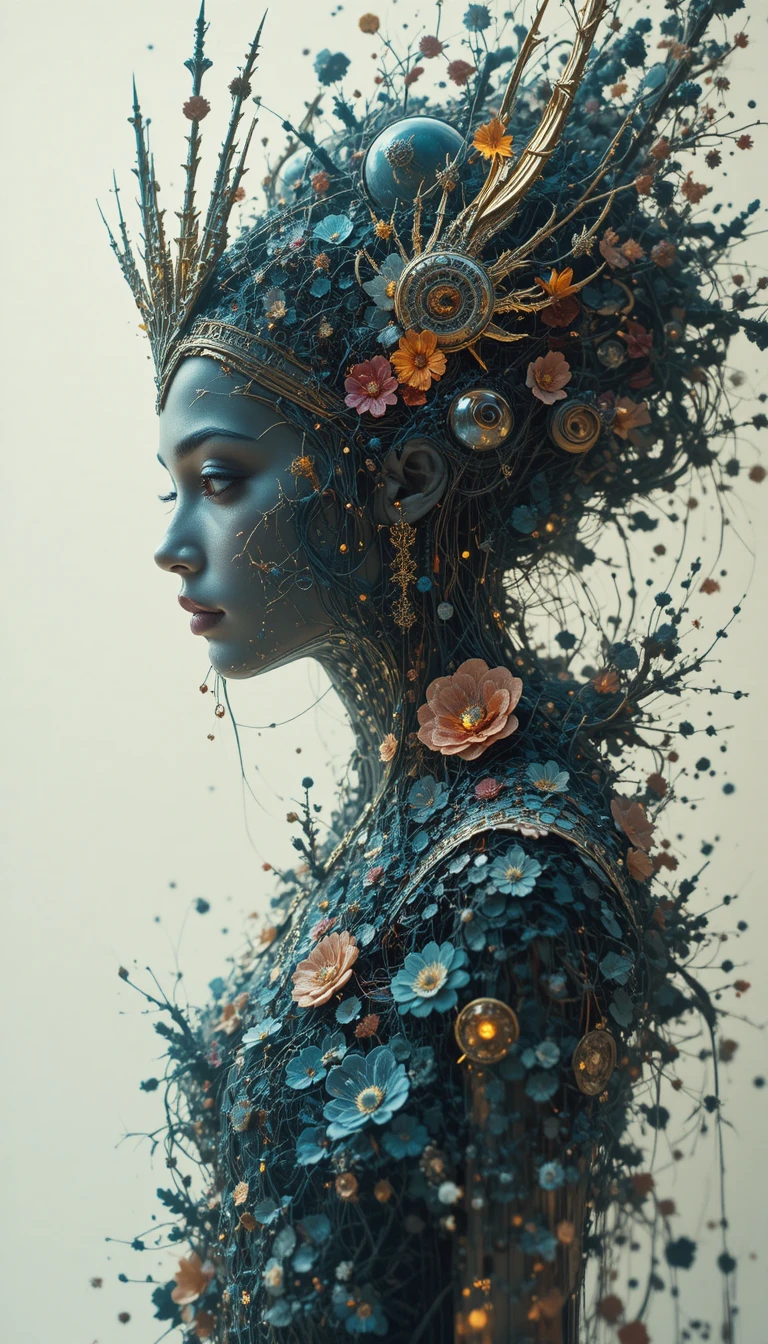 Créatures de conte de fées dark fantasy en double exposition abstraite
