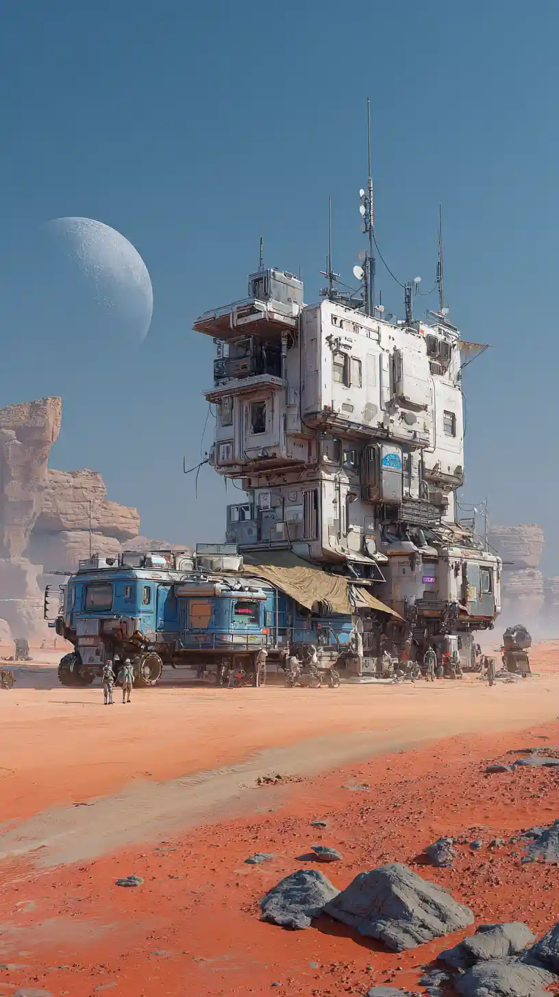 Futuristic desert outpost architecture in the Australian outback