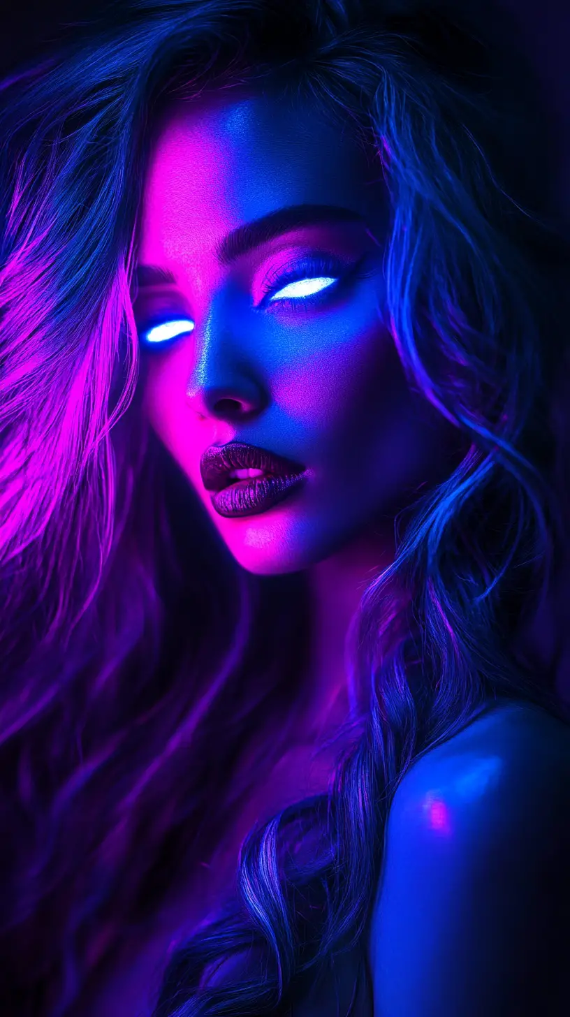 Glamorous woman with long hair and sinister confident smile