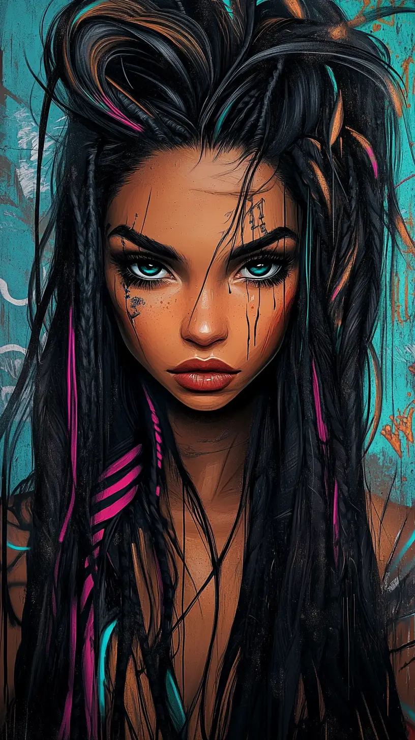 Glamorous woman with long hairstyle and sinister country smile