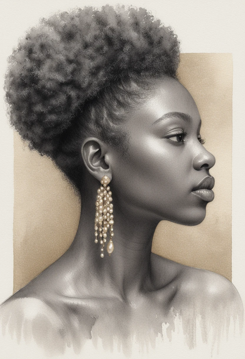 Graphite bust portrait of a young woman in profile