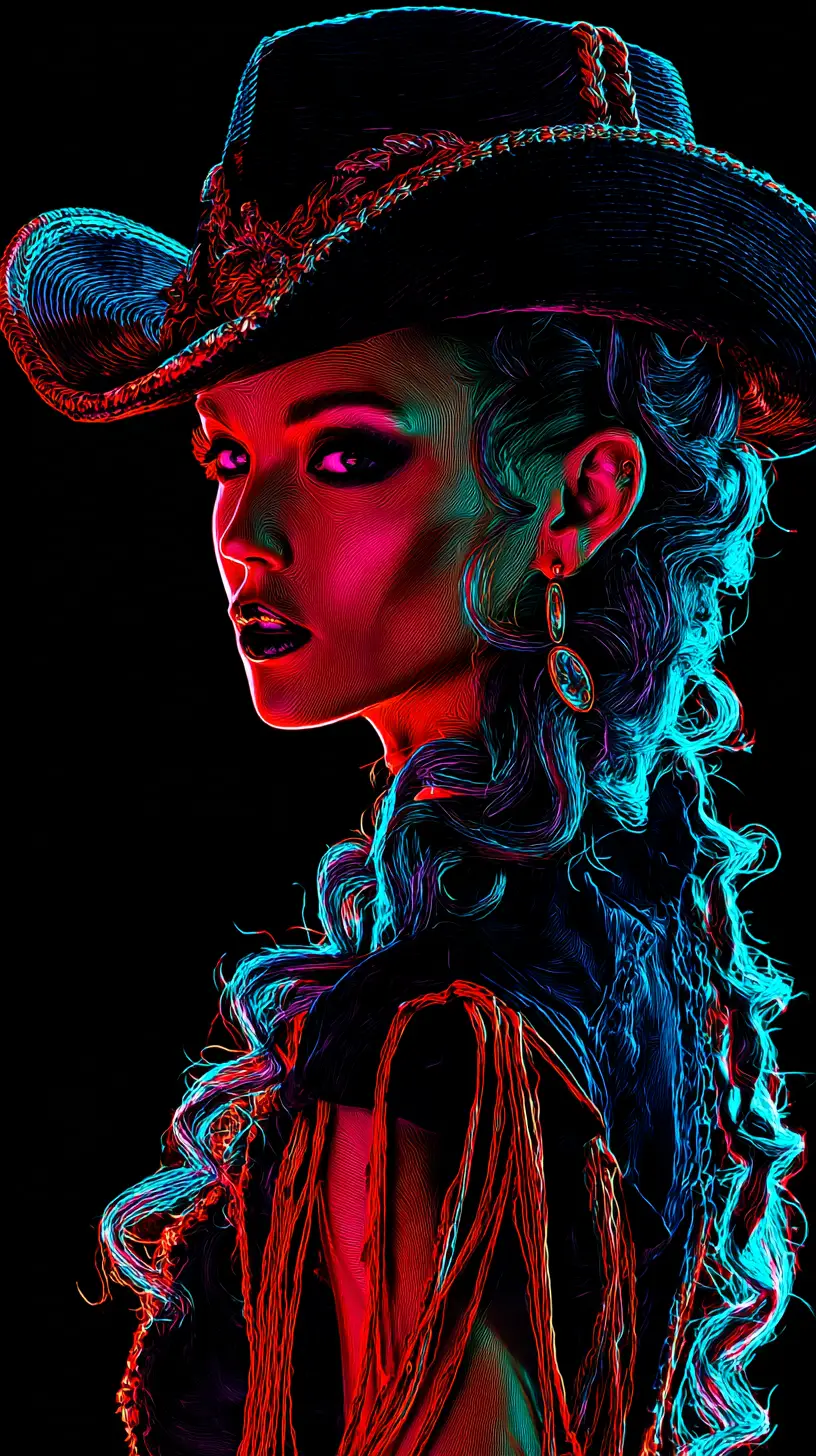 Glamorous woman with bold makeup and sinister smiling gaze