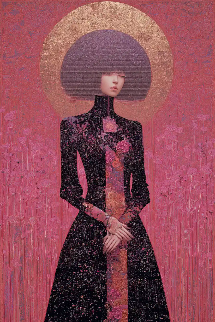 Surreal punk psychologist woman with glitch pixel vision
