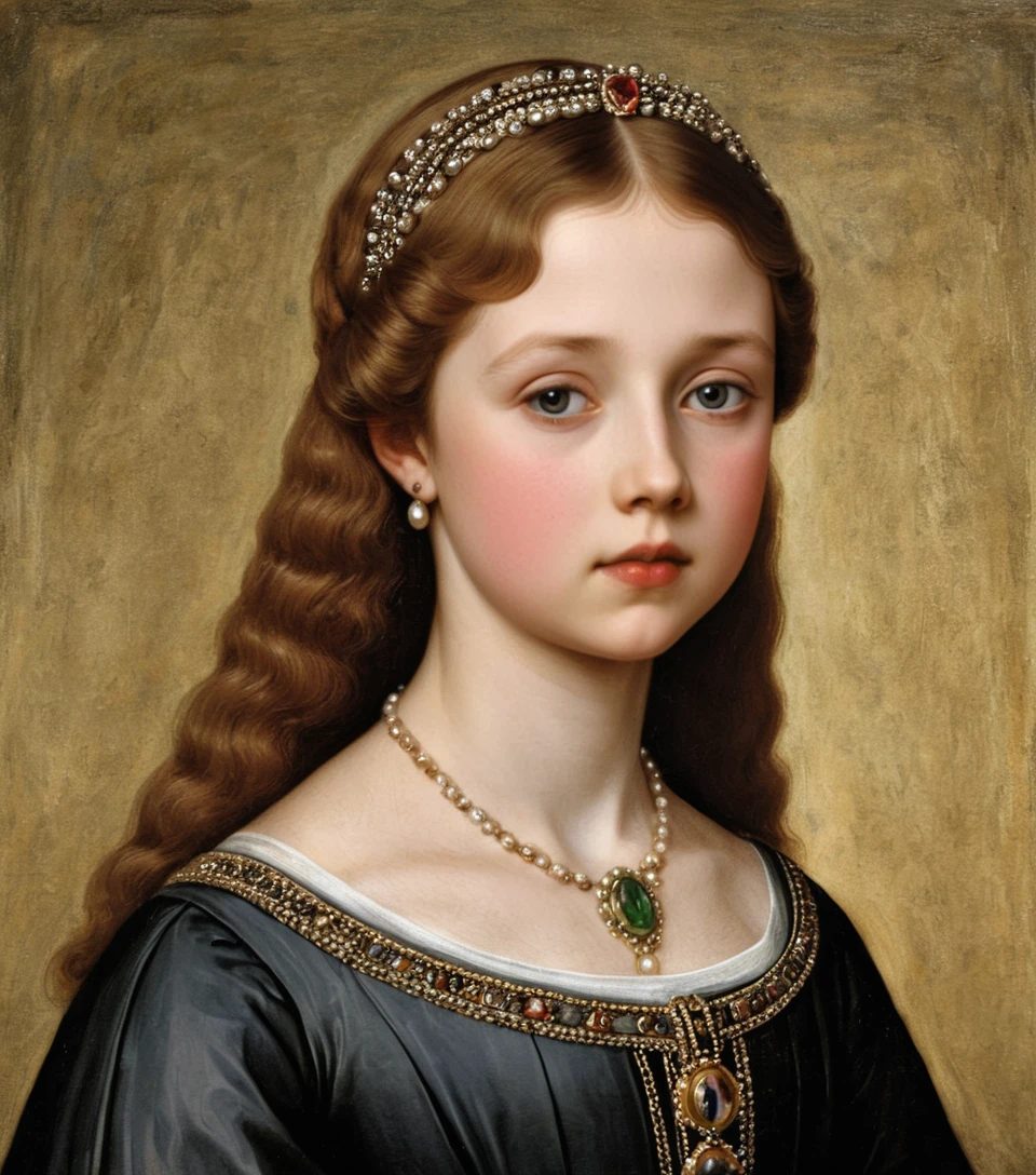 Renaissance portrait of a teenage British noble girl witch