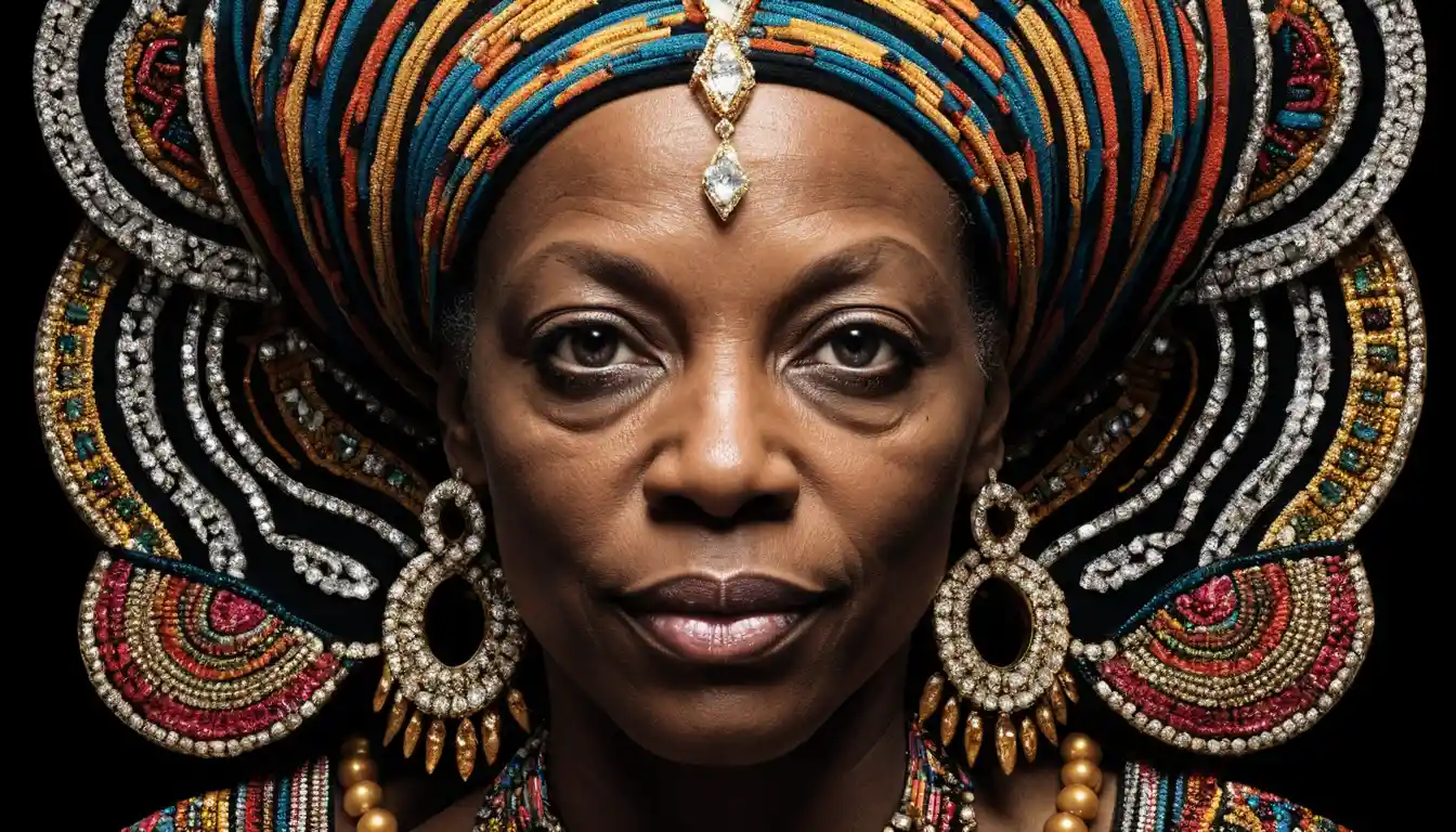 Retrato ousado e tipográfico de uma mulher africana