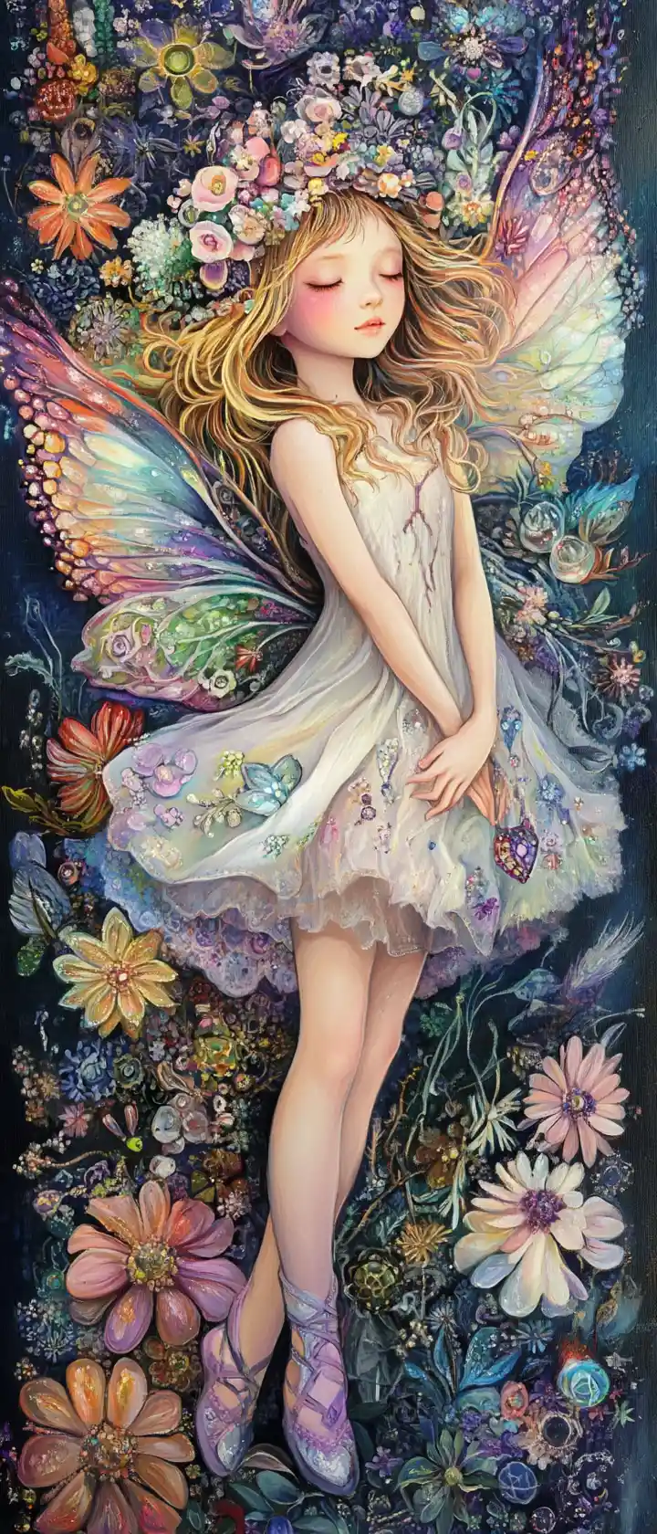 Hada pastel en una escena fantástica floral barroca