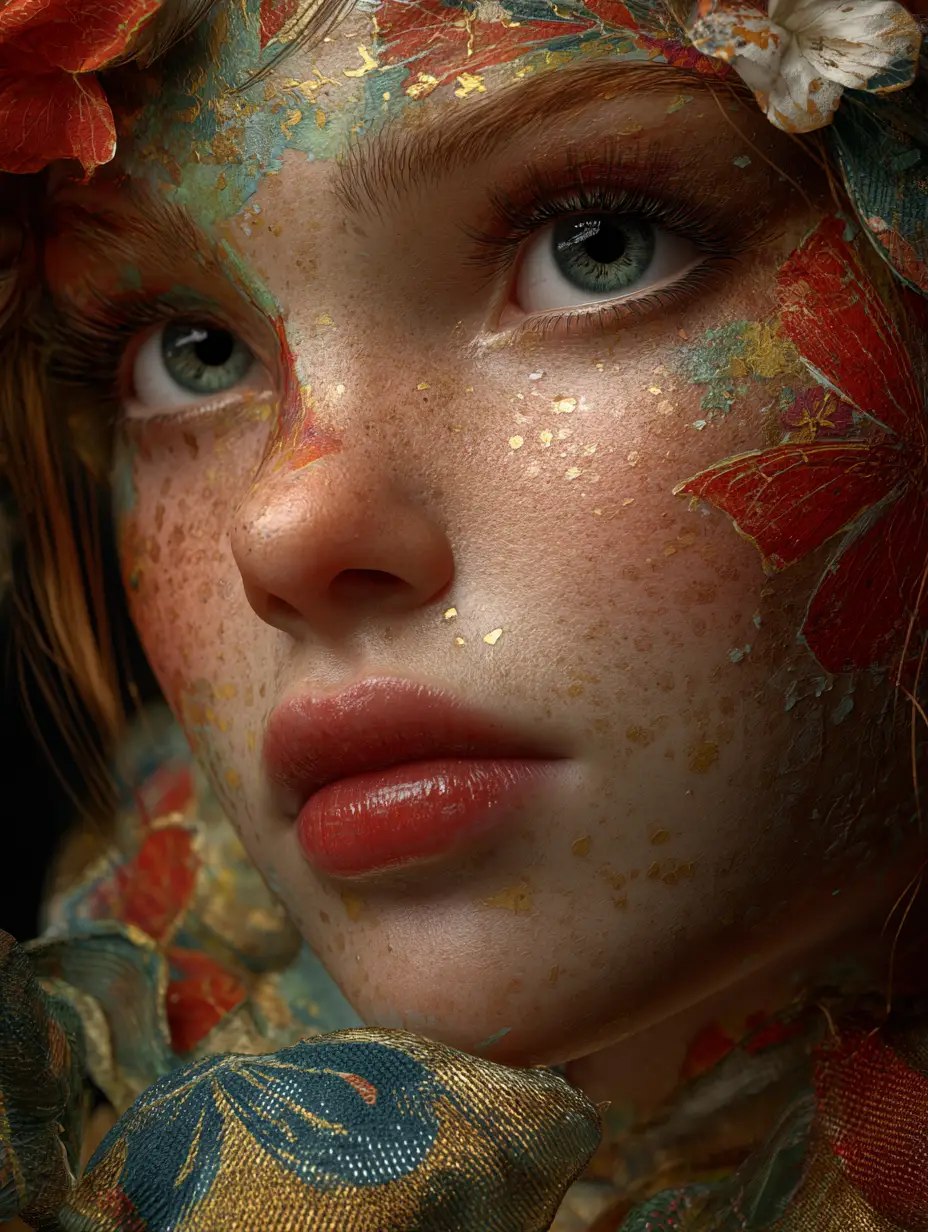Nostalgic 3D portrait of a vintage inspired woman