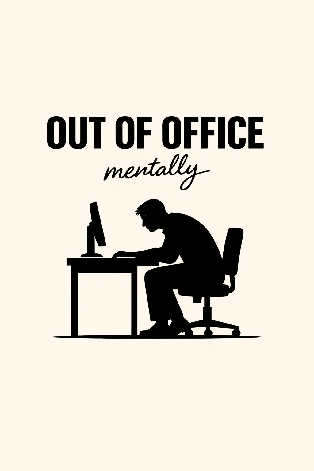 Minimalistische Silhouette eines Büroangestellten mit Abwesenheitsnotiz