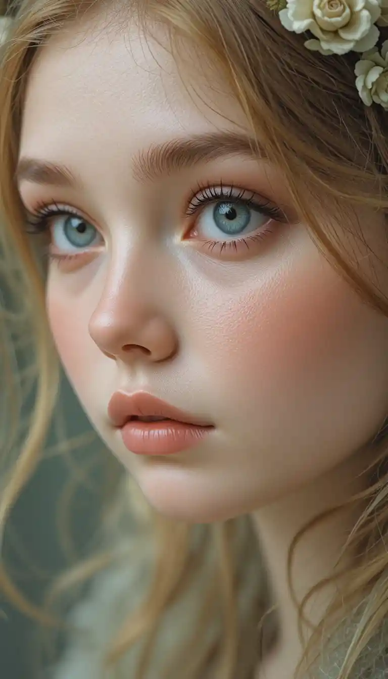 可愛復古風美少女特寫肖像