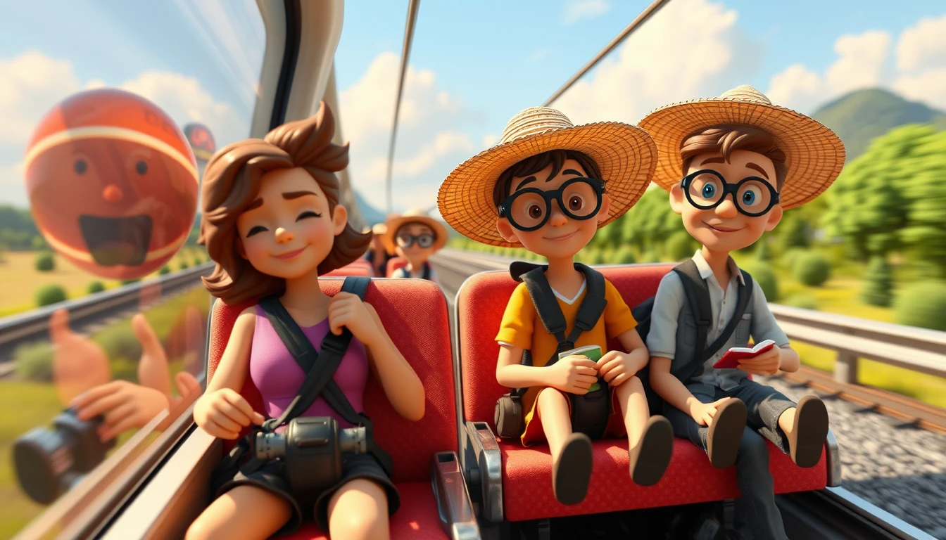 Personnages de train en pâte à modeler sur une route d’été ensoleillée