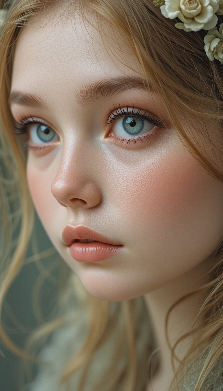 可愛復古風美少女特寫肖像