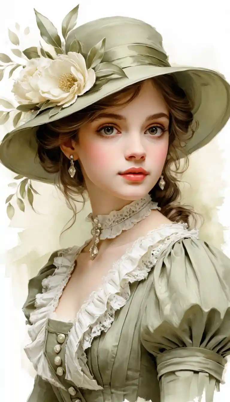 Primo piano di una ragazza carina e bellissima in stile vintage