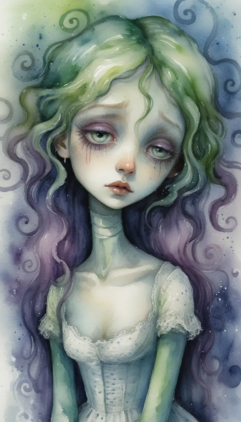 Androgynous gothic portrait with pale porcelain skin