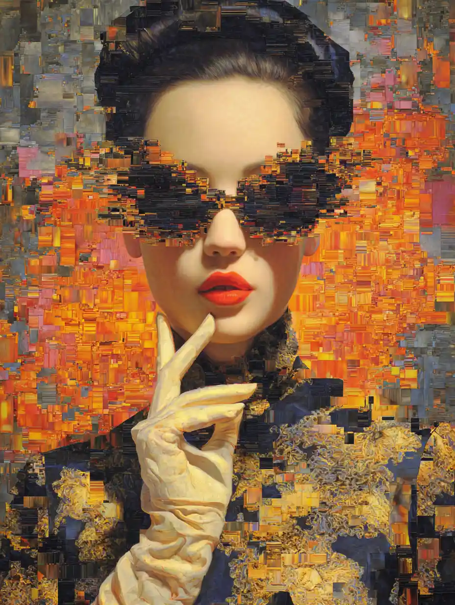 Ritratto surreale di un'affascinante artista donna in stile punk